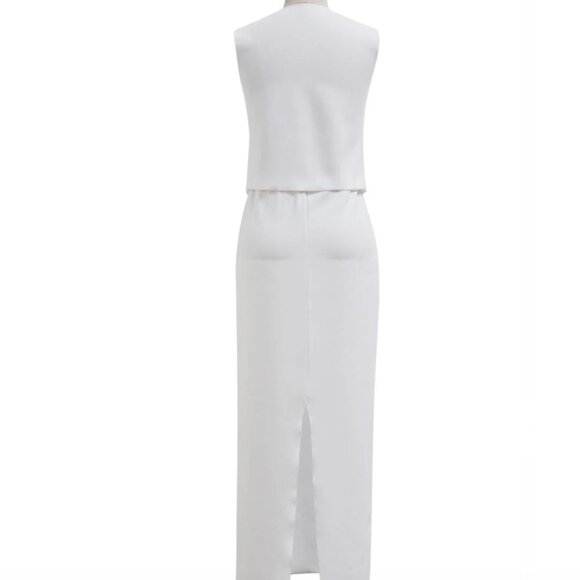 CHICWISH - Button Down Crop Vest and Maxi Skirt Set in White - SMALL - Picture 4 of 4